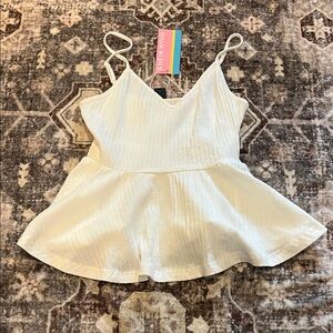 SHEIN Cream Strappy Flared Top